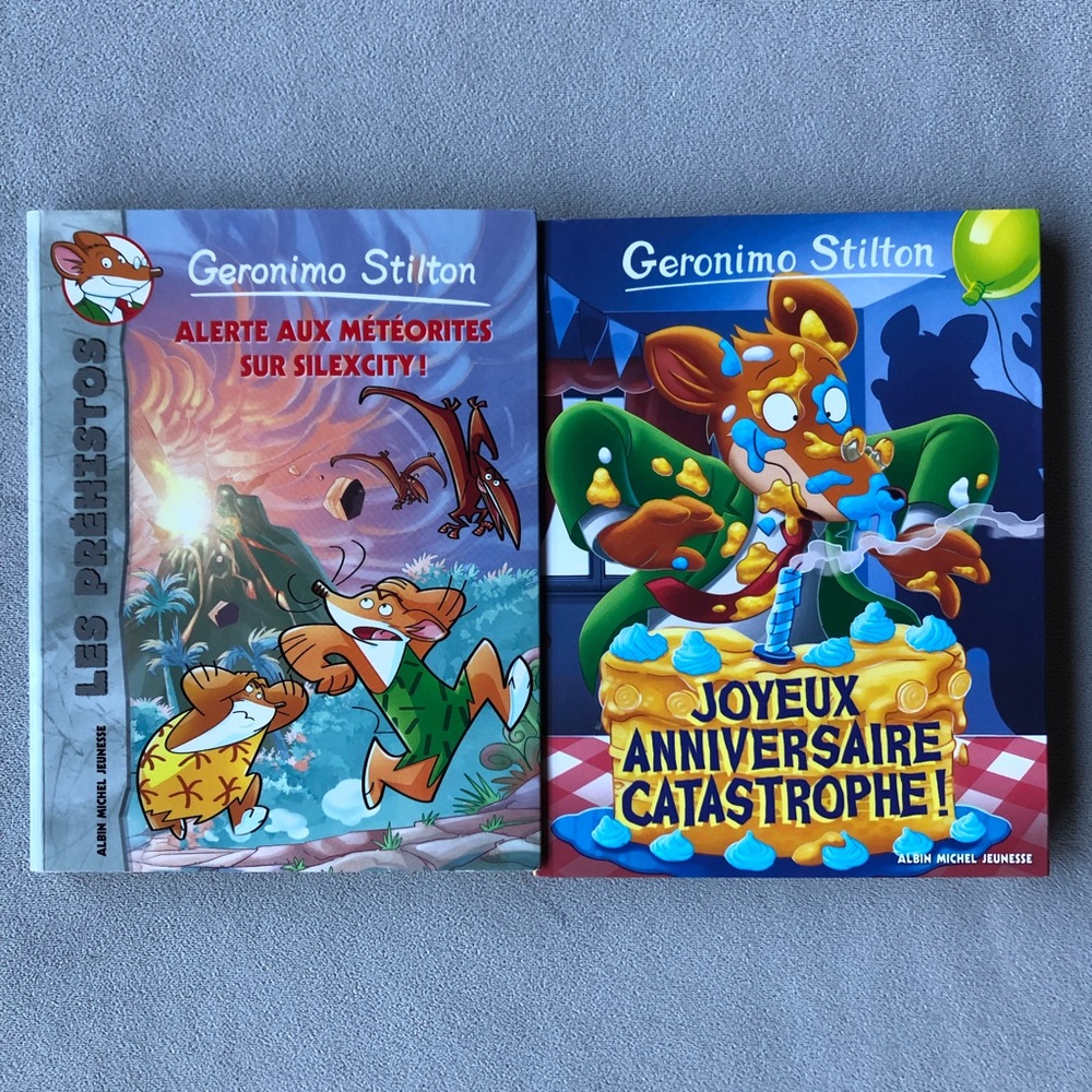 FRENCH ~ Set of 2 ~ Geronimo Stilton ~ #85 &
Les prehistos ~ #2